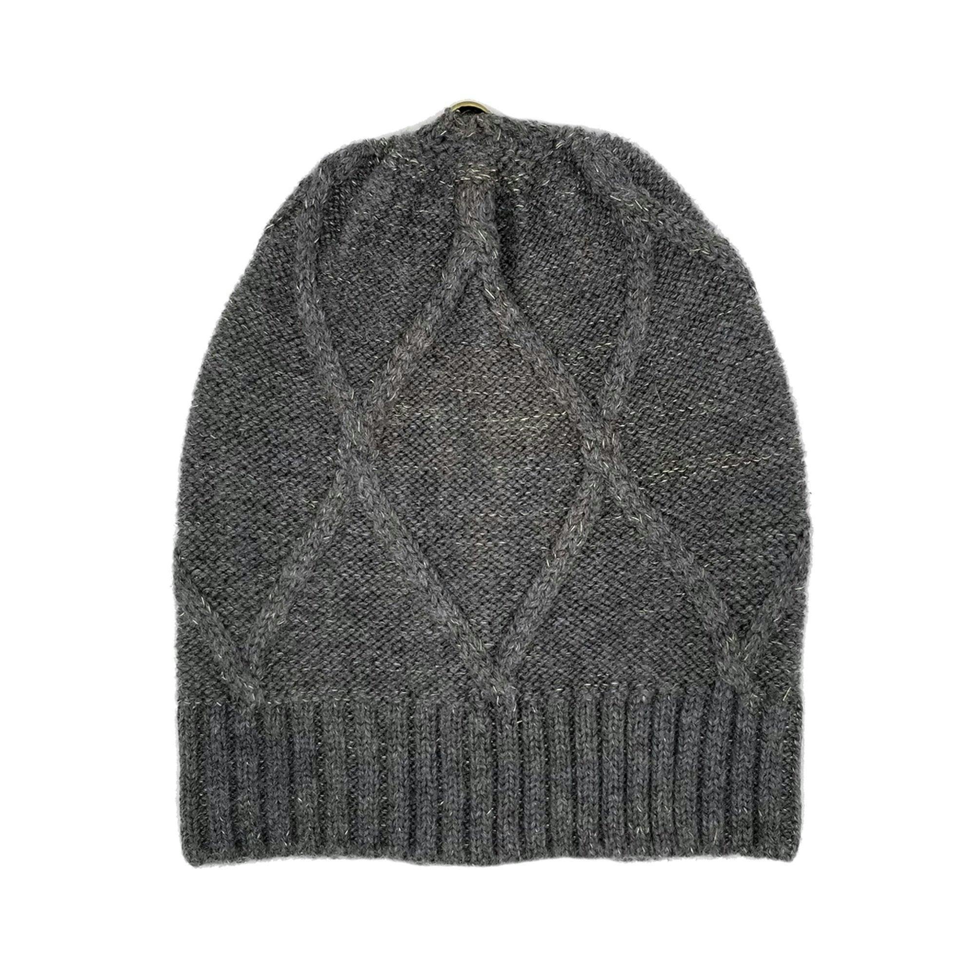 Diamond Lurex Knit Hat (Snap On Pom Sold Separately)