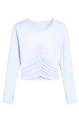 Pixie -  Ruched Long Sleeve Top - White
