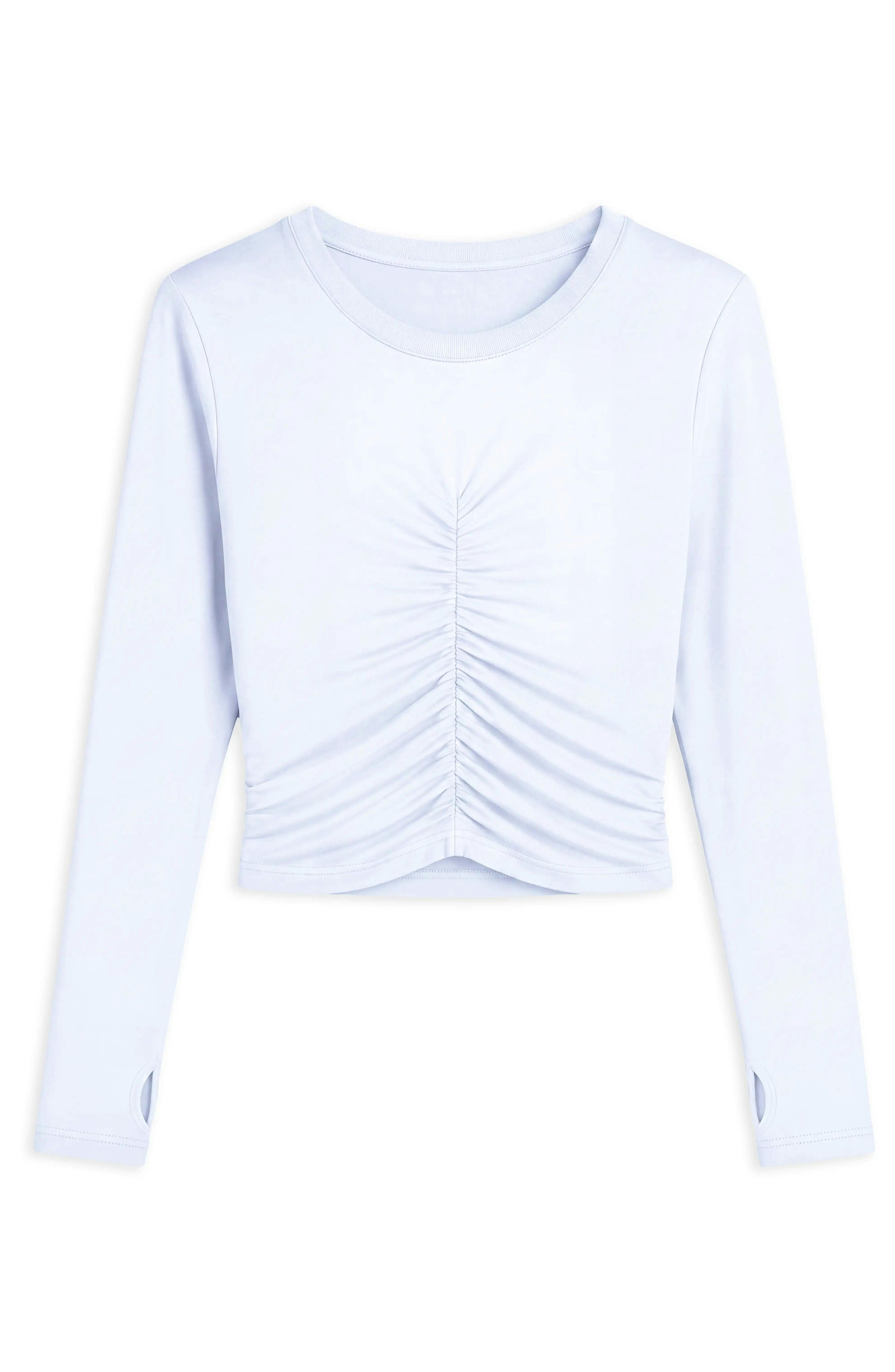 Pixie -  Ruched Long Sleeve Top - White