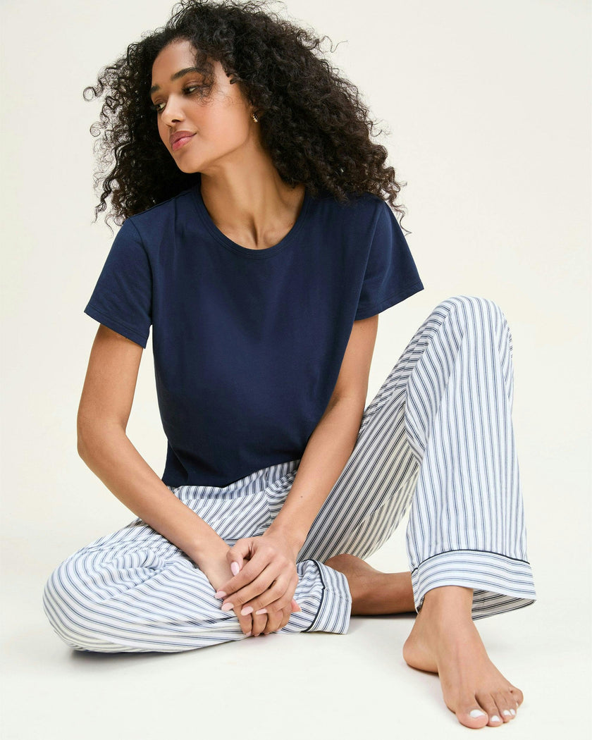 Women's Pima Essential Crew Neck Tee in Navy
