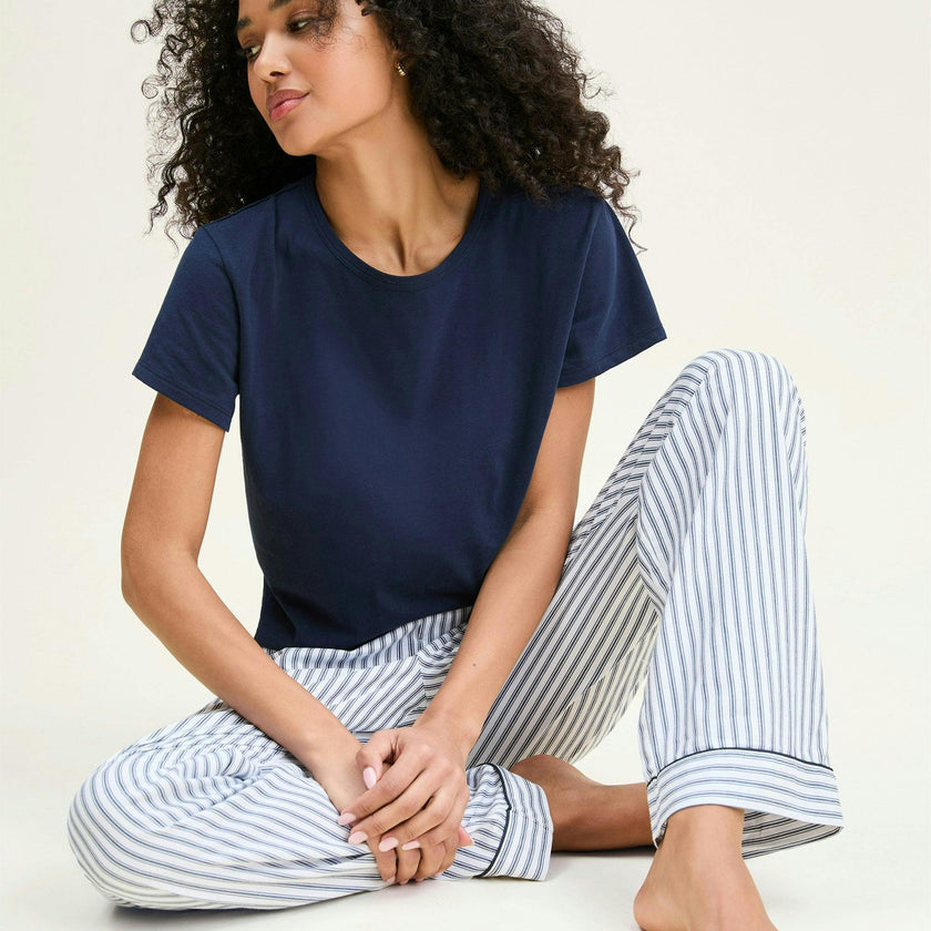 Women's Pima Essential Crew Neck Tee in Navy