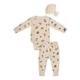 Organic Kimono Onesie & Pants Set - Mushroom