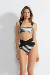 Nadelon Bandage Stripe Woman Bikini