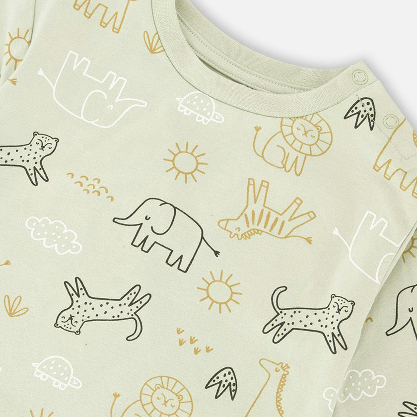 Organic Cotton Jersey Onesie And Cotton Rib Shortall Set