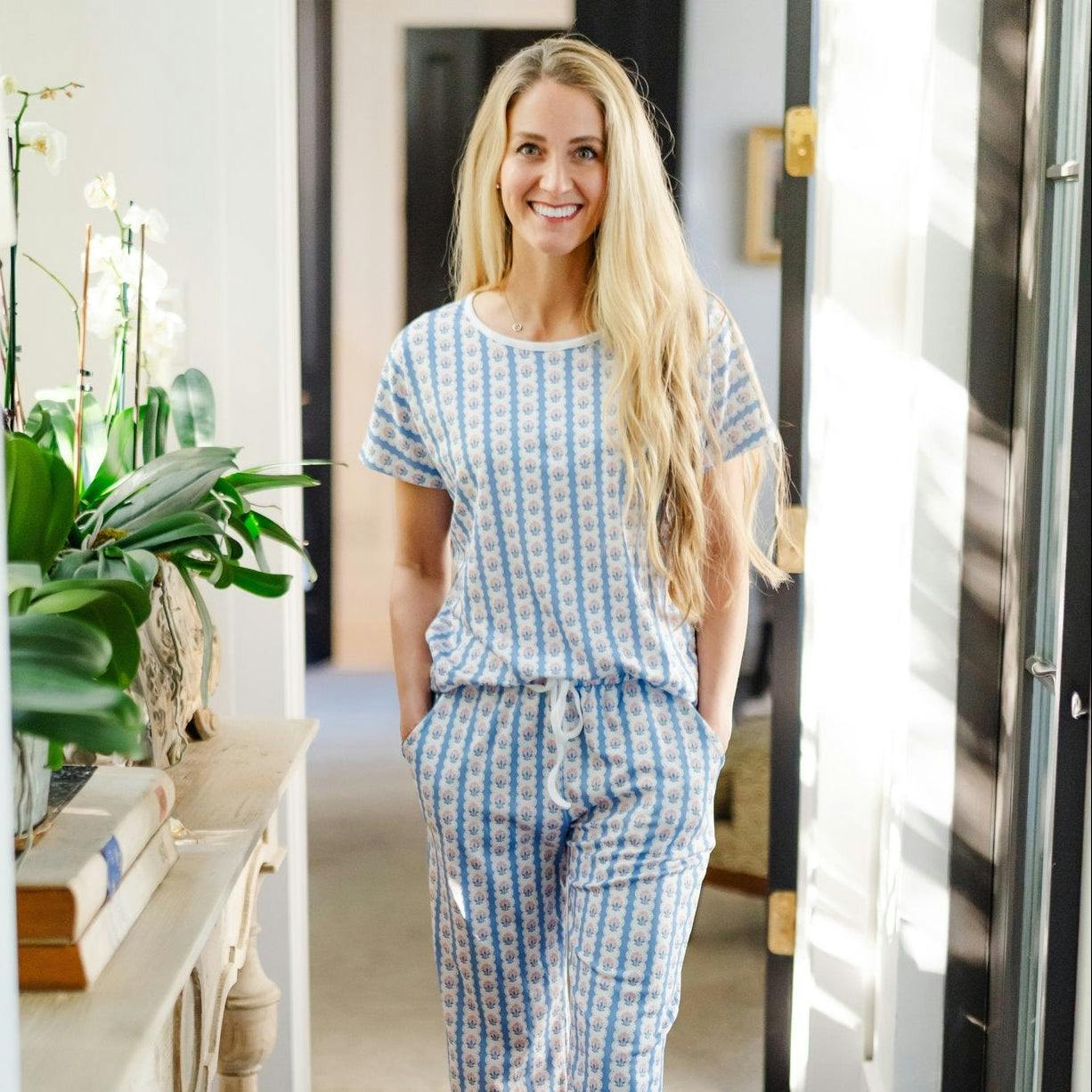 Marcia Women's Pima Cotton Pajama Pant Set - Harvest Ribbon Floral