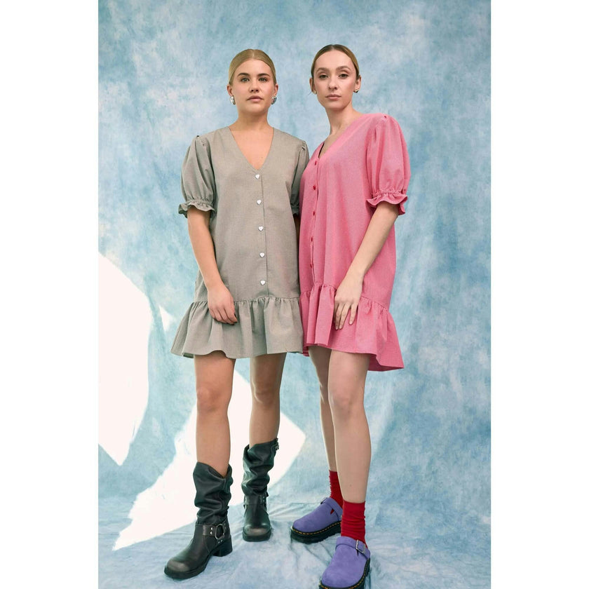 women's vichy frilled dress - wild berry