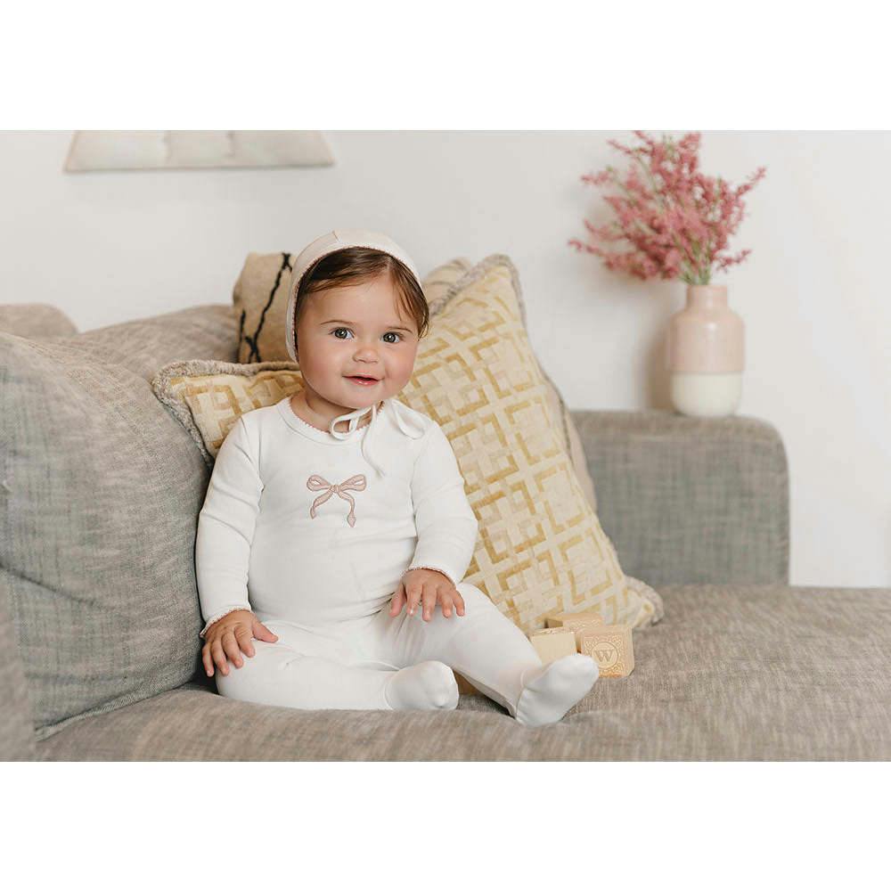 Bows & Kisses Layette Set Ivory & Pink