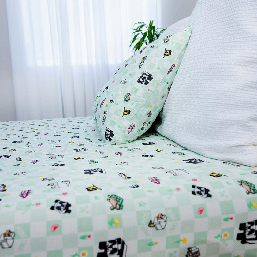 Minecraft Sleep Repeat Bamboo Twin Sheet Set