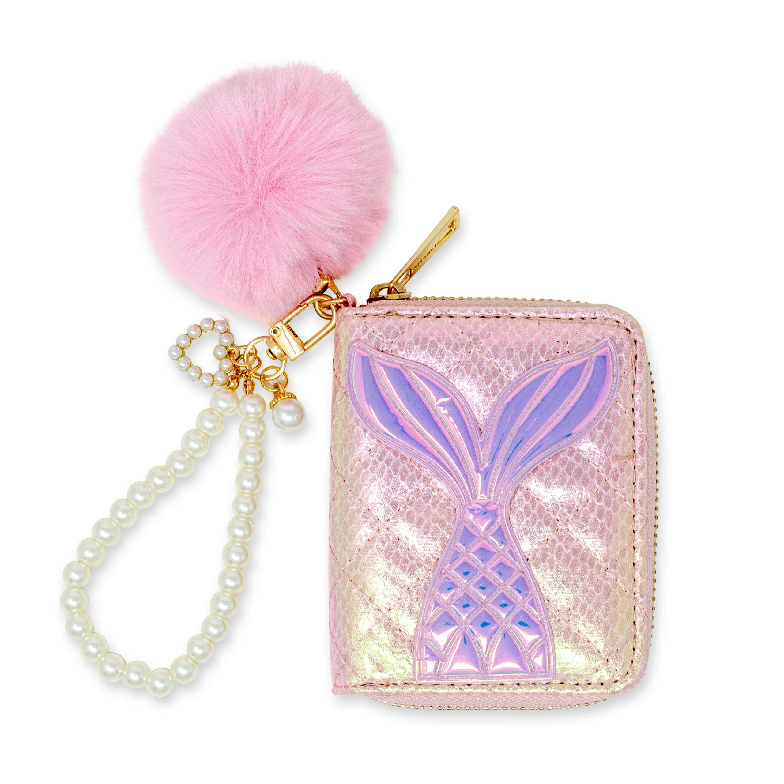 Mermaid Tail  Wallet with Pom-Pom & Pearl Strap