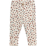 Floral Spot Print Ribbed Elastic Waistband Coconut Button Leggings