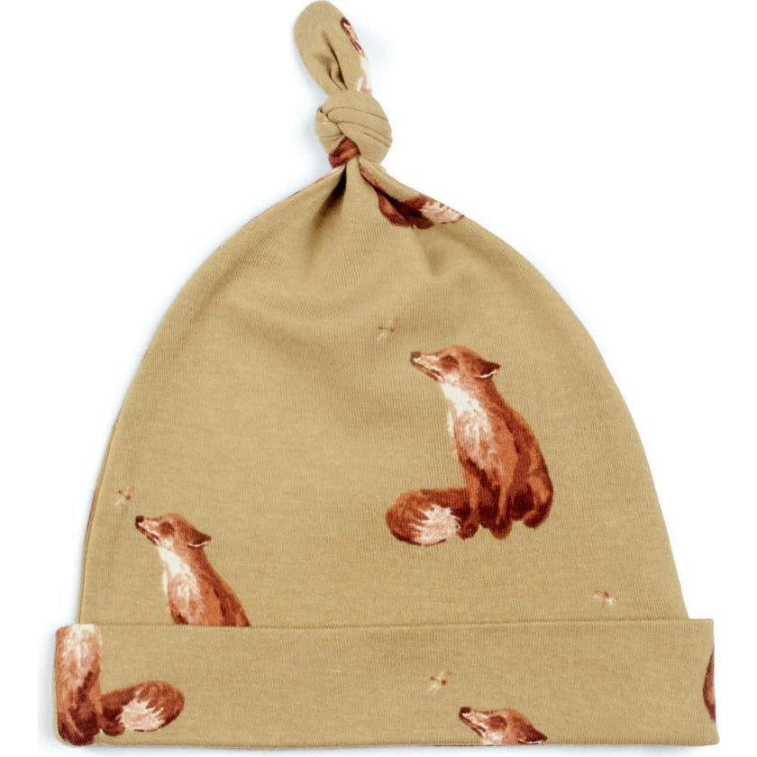 Gold Organic Cotton Knotted Beanie Hat