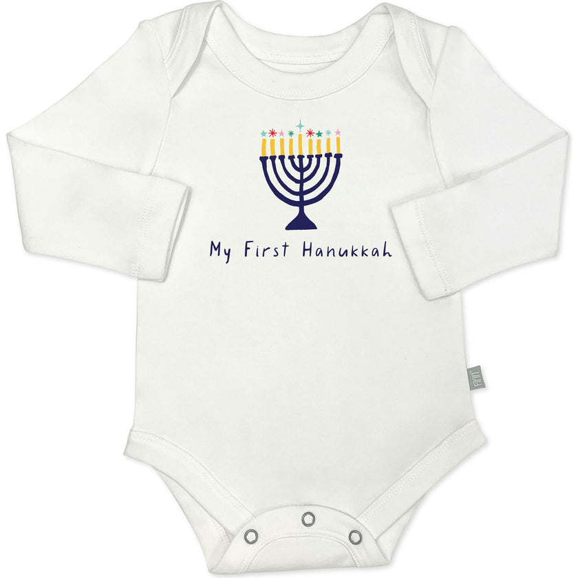 long sleeve graphic bodysuit | my first hanukkah