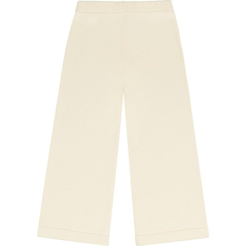 unisex cream wide leg knit pant