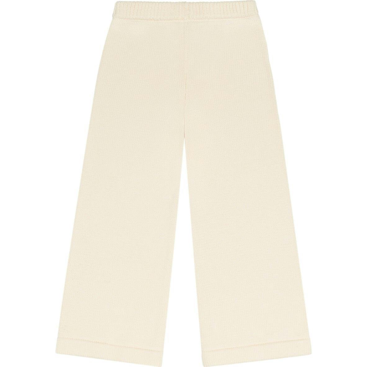 unisex cream wide leg knit pant