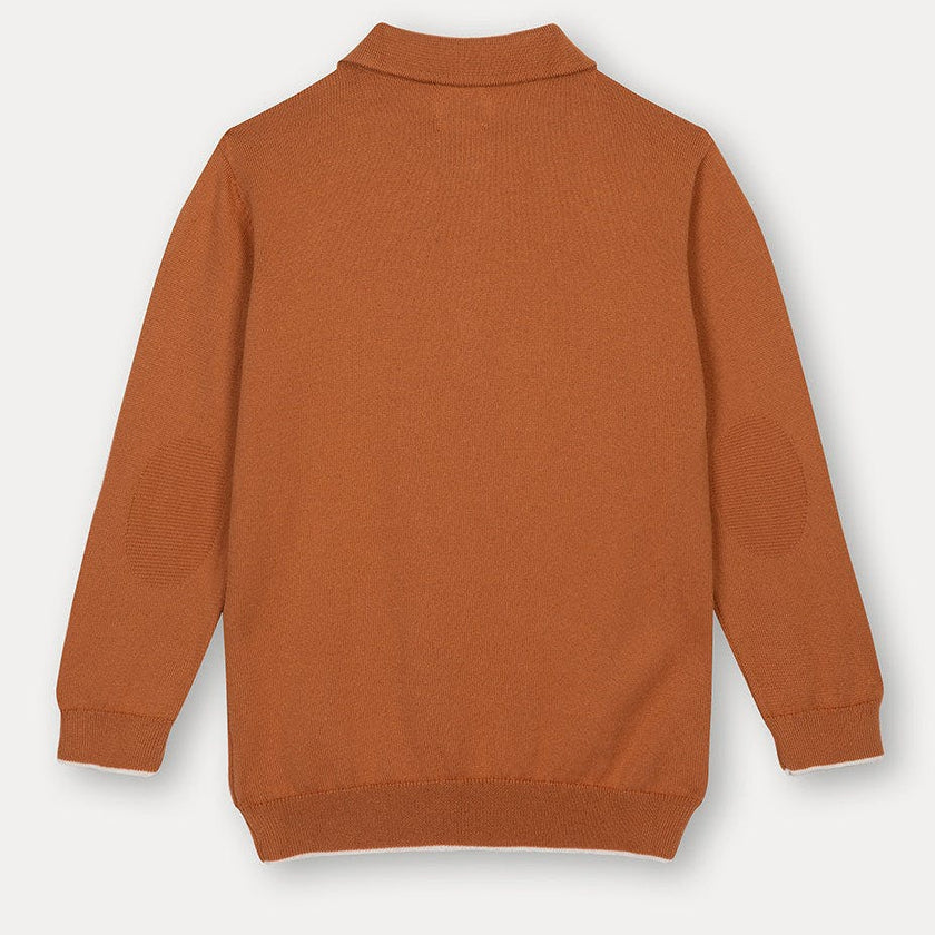 Rust Cotton Polo Jumper