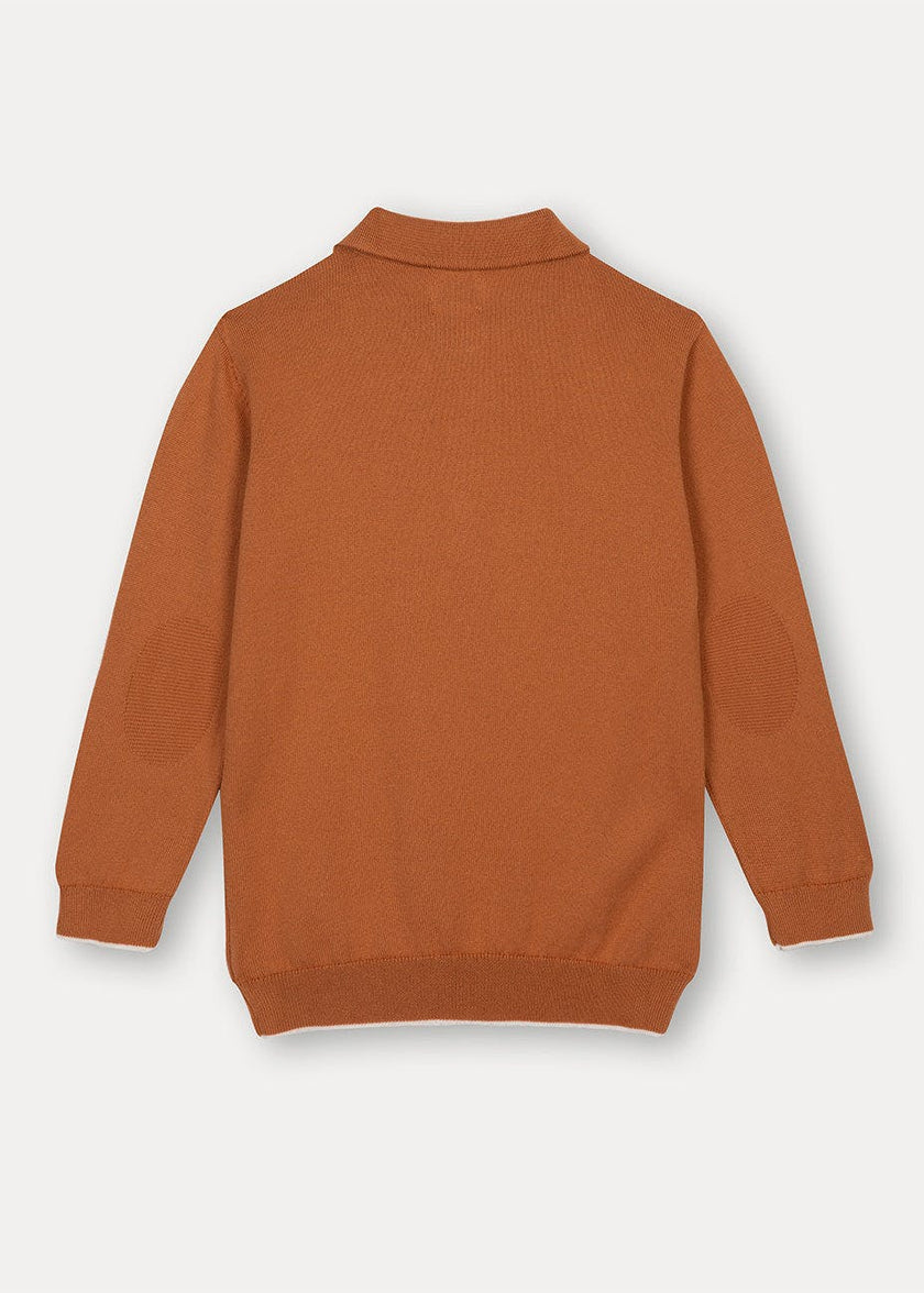Rust Cotton Polo Jumper