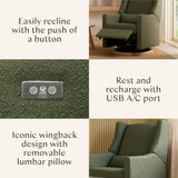Kiwi Electronic Recliner and Swivel Glider with USB port