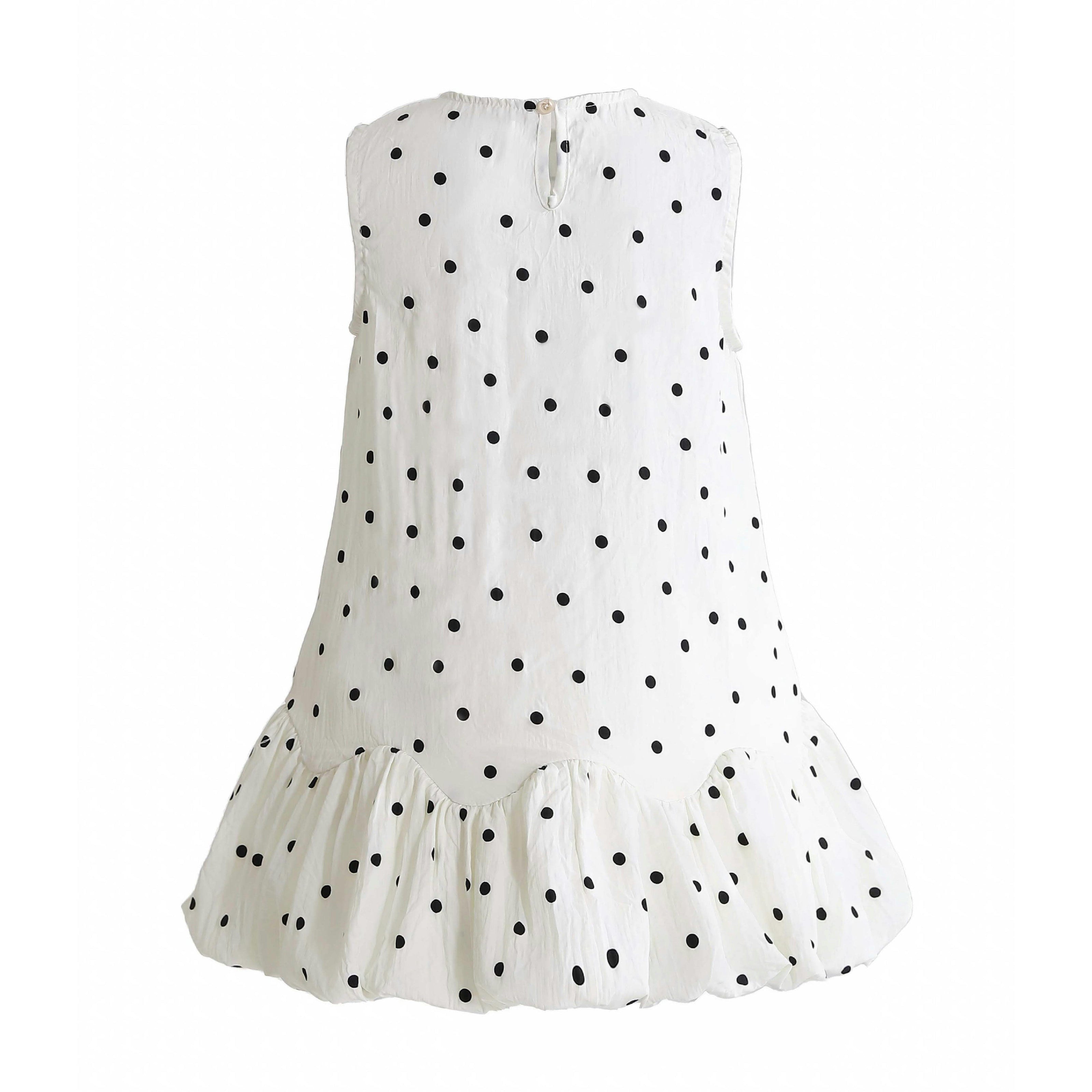 Beige Polka Dot Bow Dress