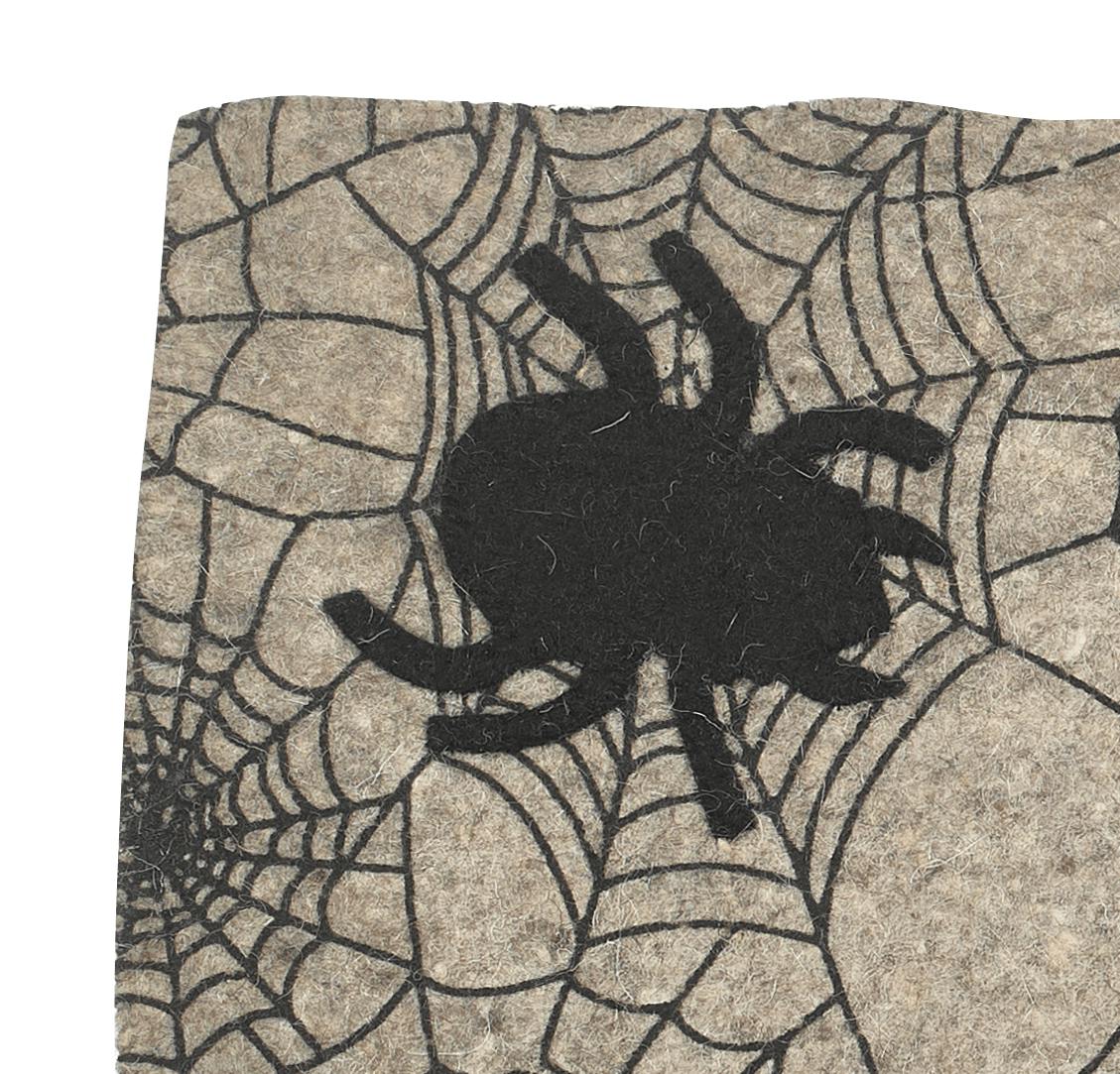 Hand Felted Wool Halloween Spider Web Table Runner - 14x72