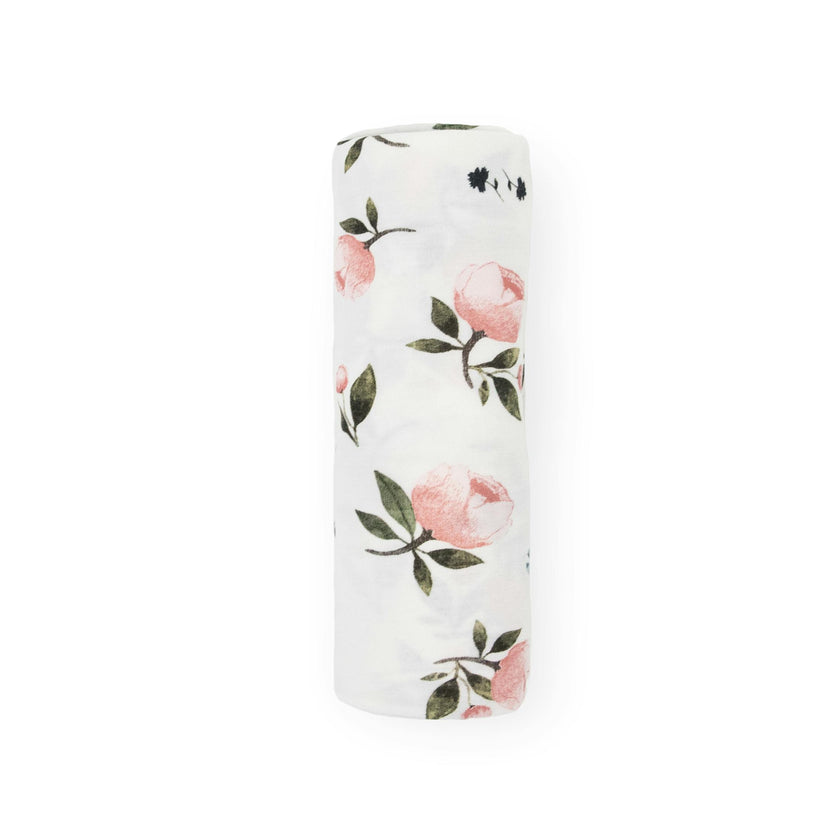Stretch Knit Swaddle Blanket - Watercolor Rose