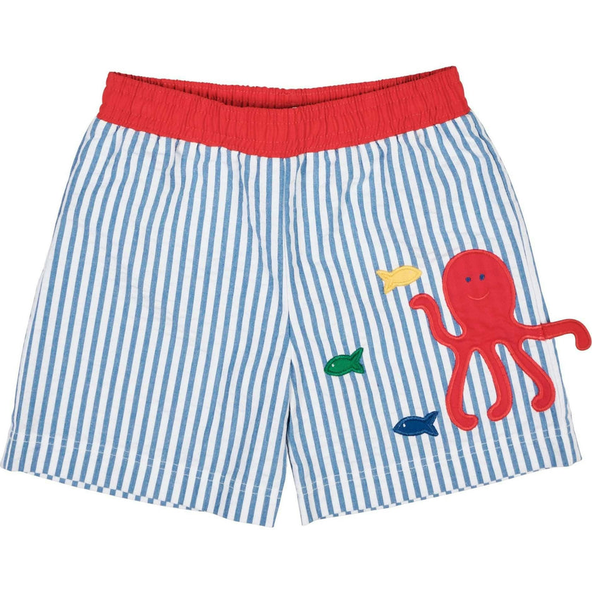 Seersucker Swim Trunk With Octopus