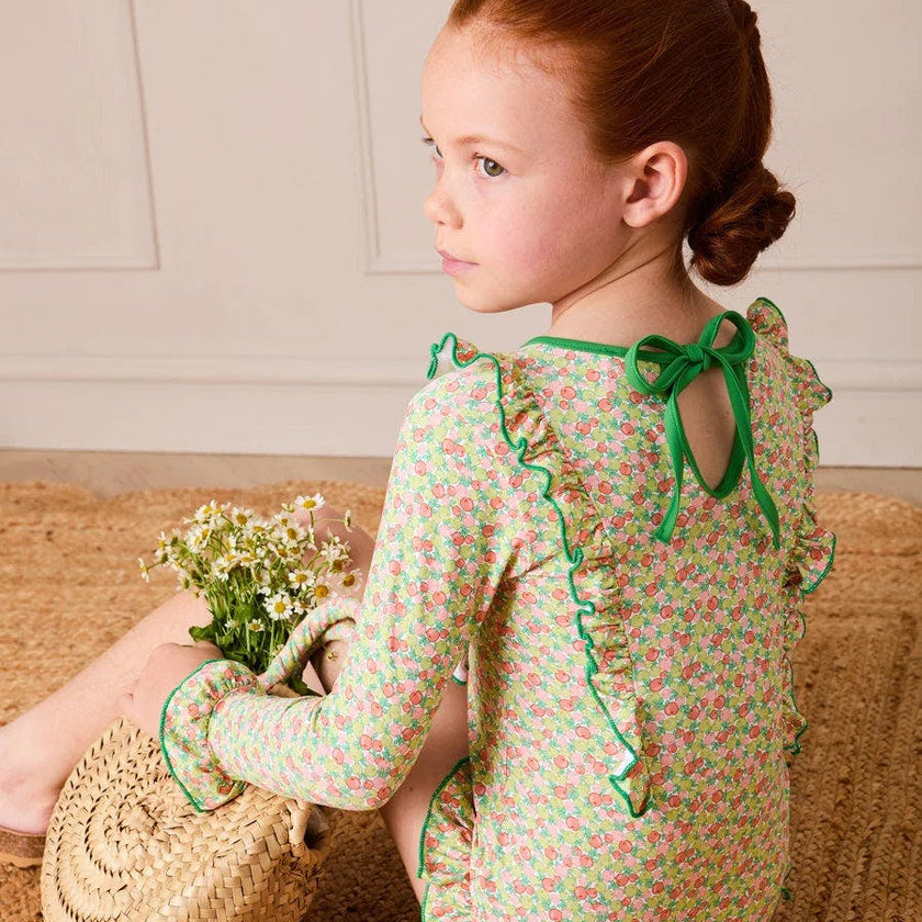 Annie Apple Print Raffia Round Beach Bag