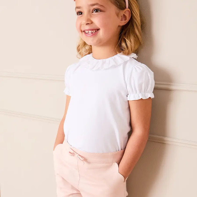 Broderie Anglaise Frill Collar Top in White (2-12yrs)