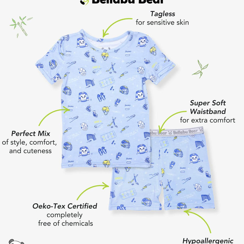 Hockey Bamboo Kids Pajama Short Set