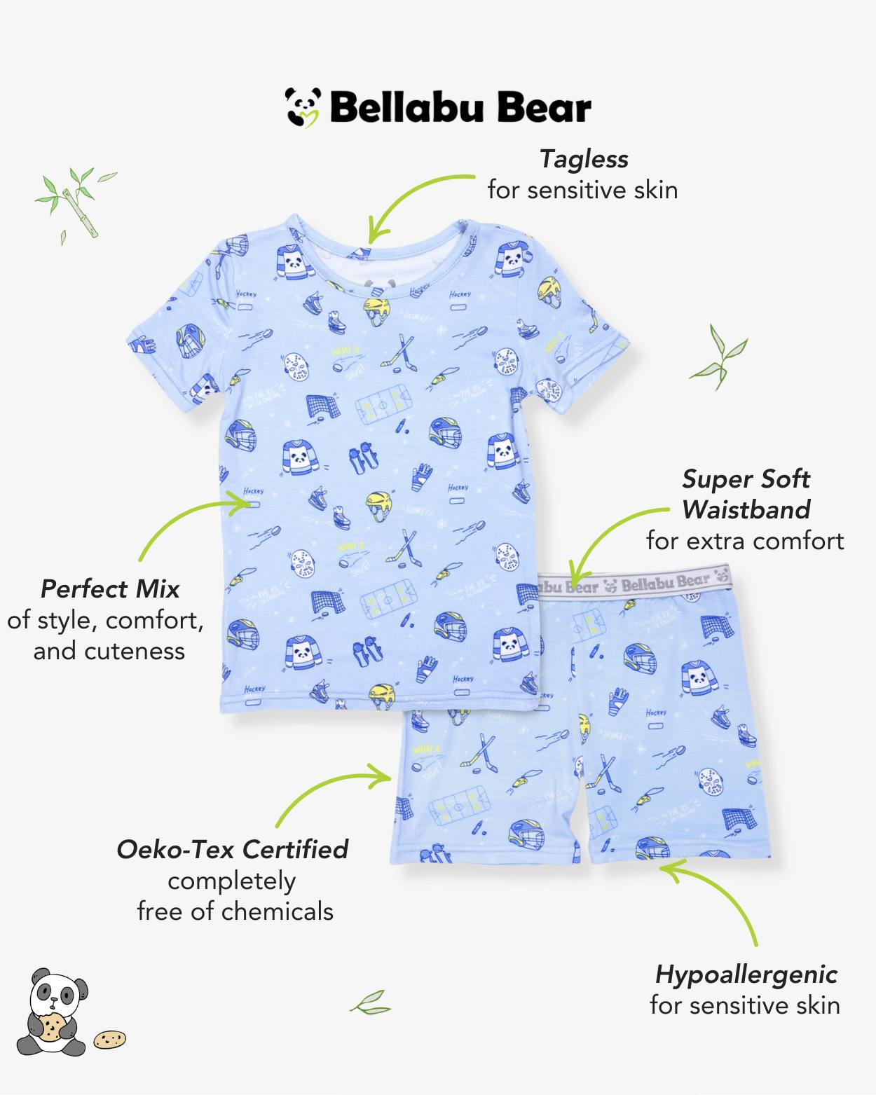 Hockey Bamboo Kids Pajama Short Set