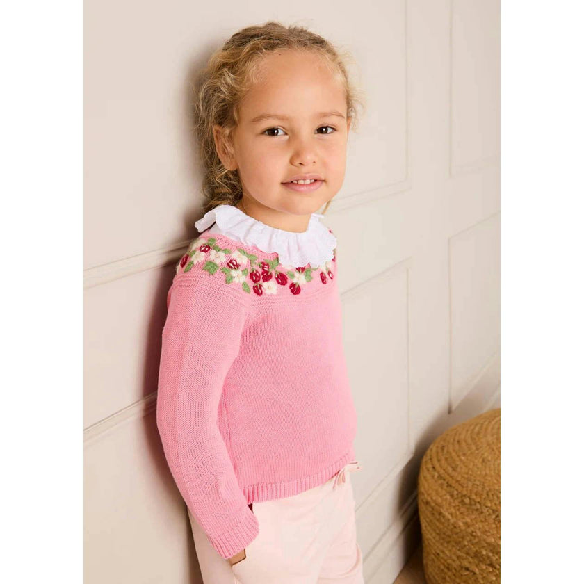 Strawberry Embroidered Jumper in Pink (12mths-6yrs)