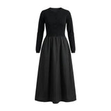 Jersey Knit & Woven Paneled Dress