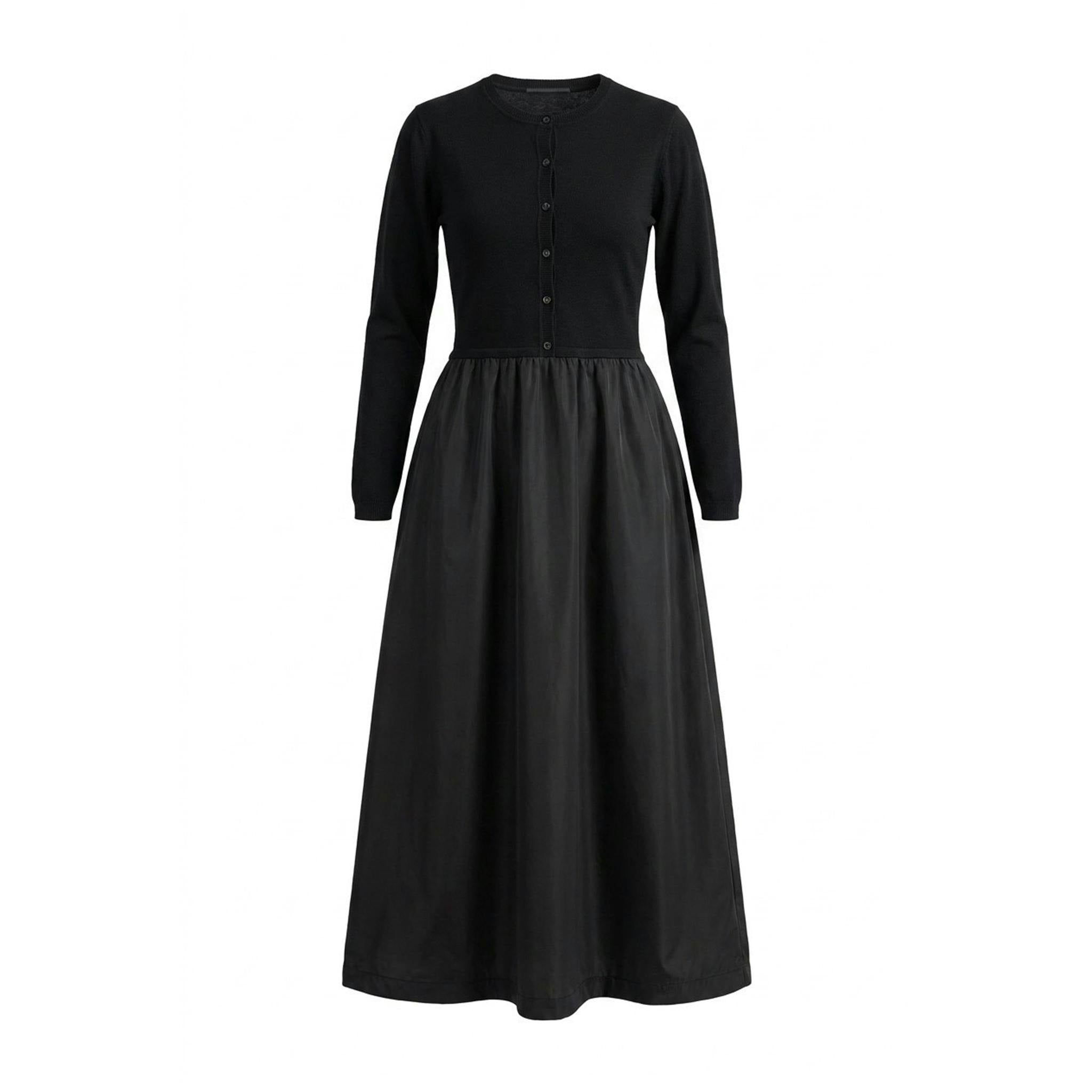 Jersey Knit & Woven Paneled Dress