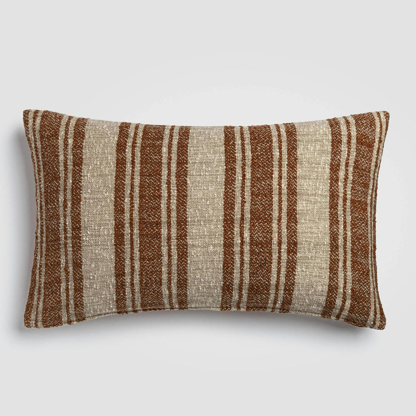 Desert Rust Stripe Orange & Ivory Lumbar Pillow