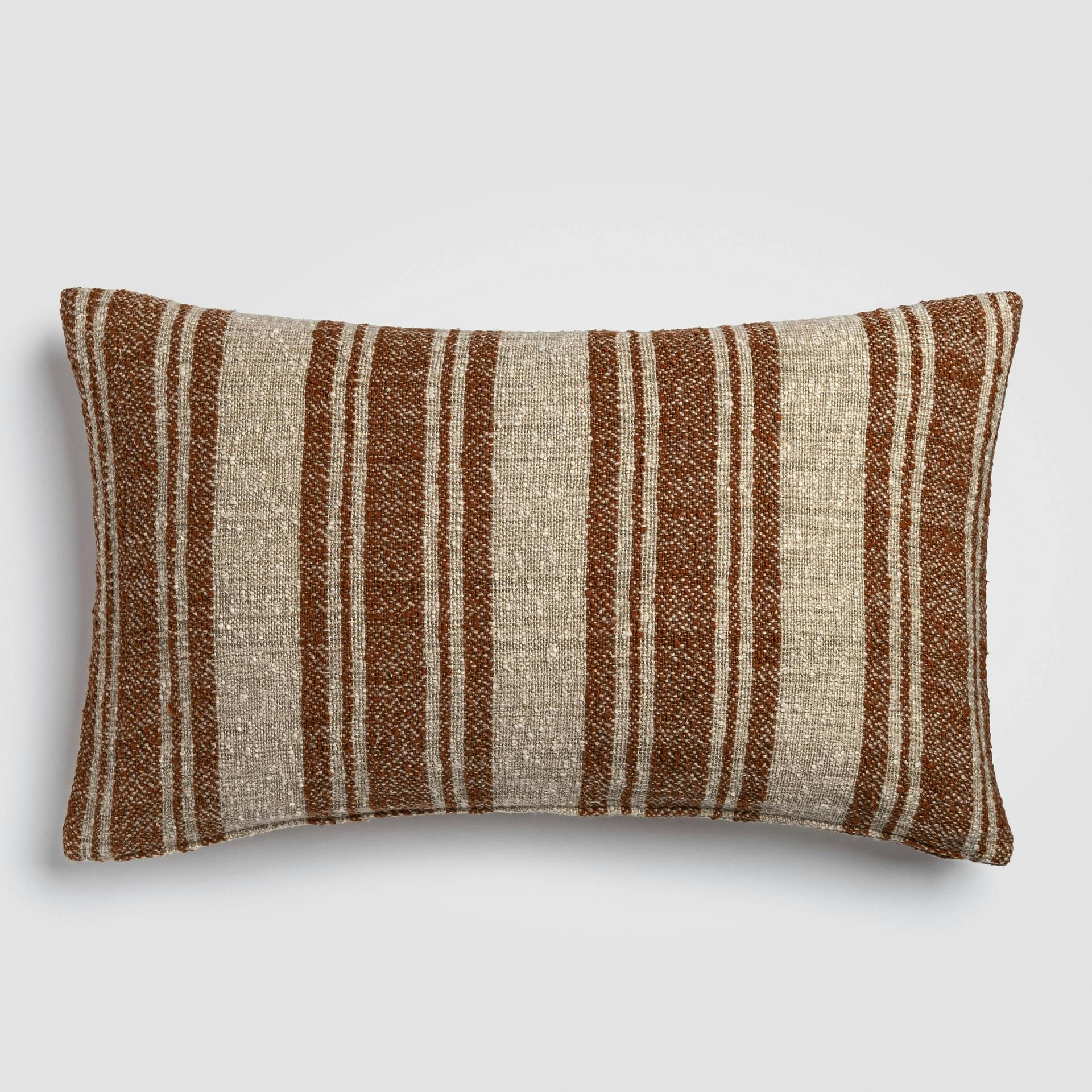 Desert Rust Stripe Orange & Ivory Lumbar Pillow