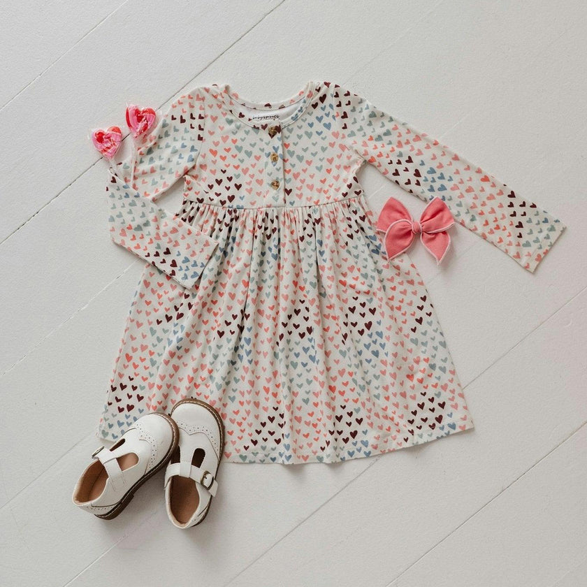Girl's Long Sleeve Henley Dress
