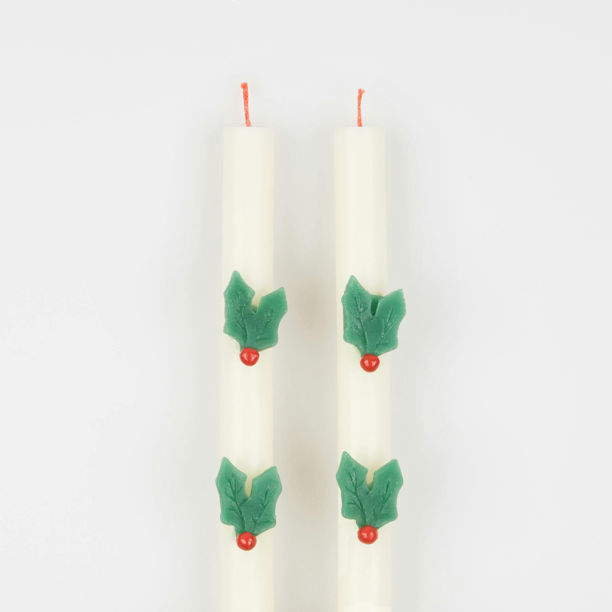 Holly Table Candles