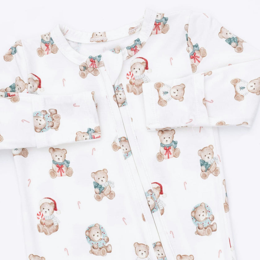 Christmas Teddy Bears Uni - 2 Way Zipper Footie
