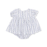Kimberly Floral Stripe - Smocked Ruffle Bubble with Skirt