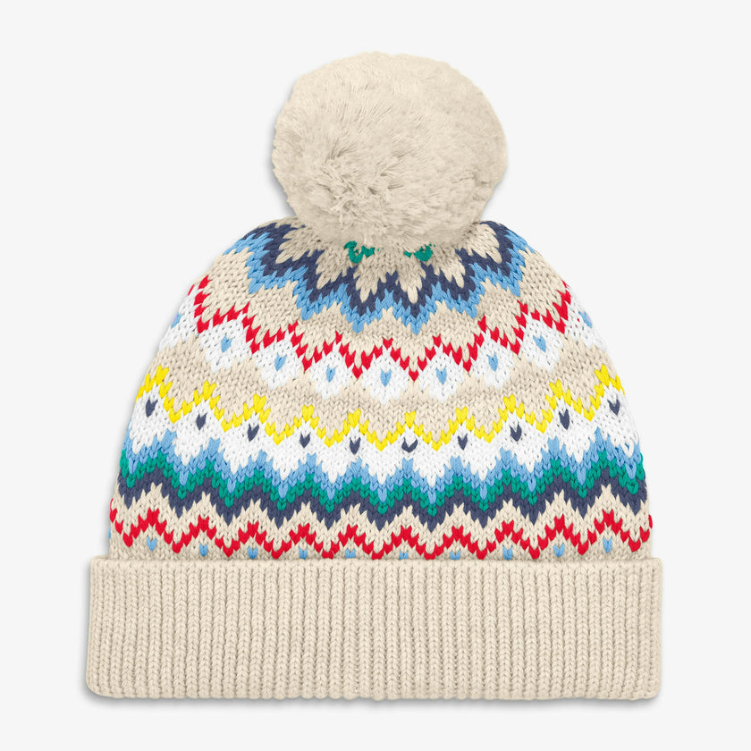 Baby knit beanie in rainbow fair isle