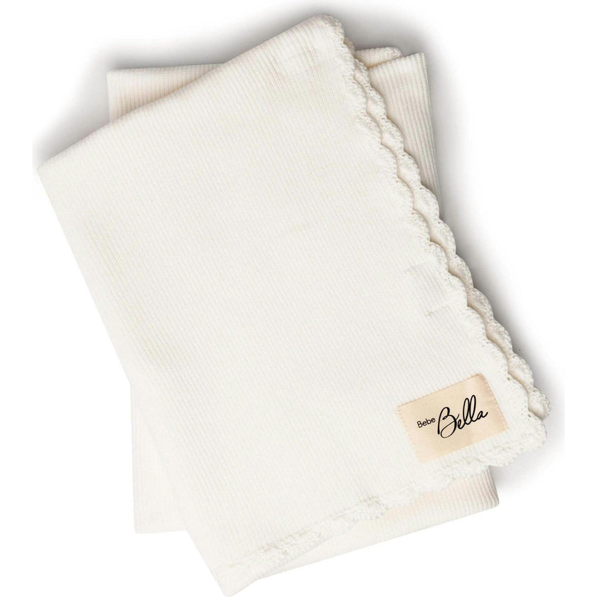 Crochet Trim Blanket White