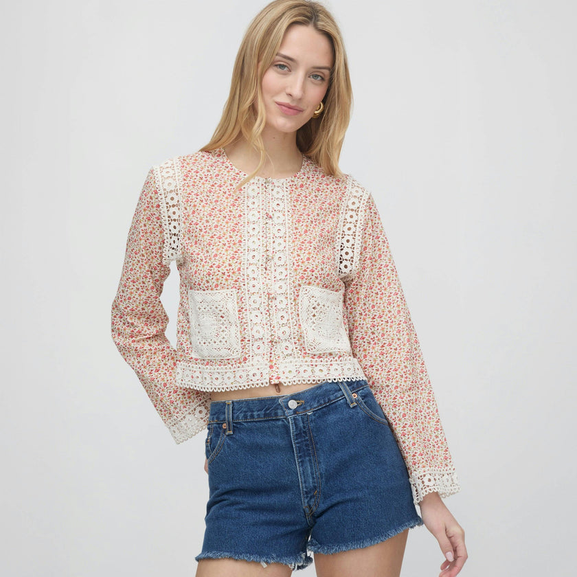 The Tory Top - Ivory Geo Ditsy