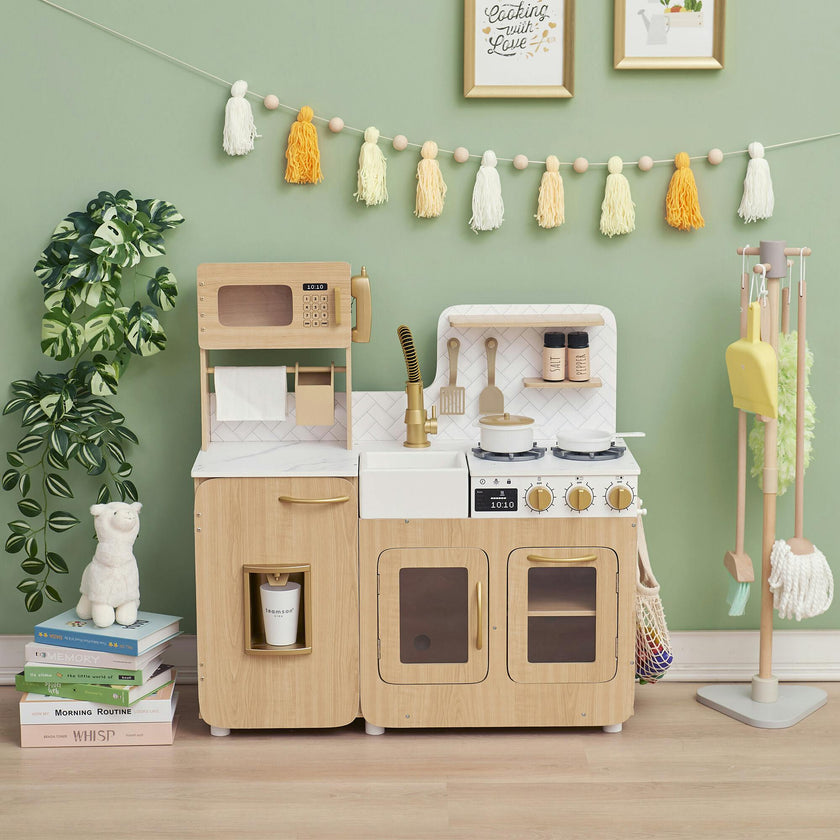 Little Chef Cyprus Medium Play Kitchen - Light Oak/White