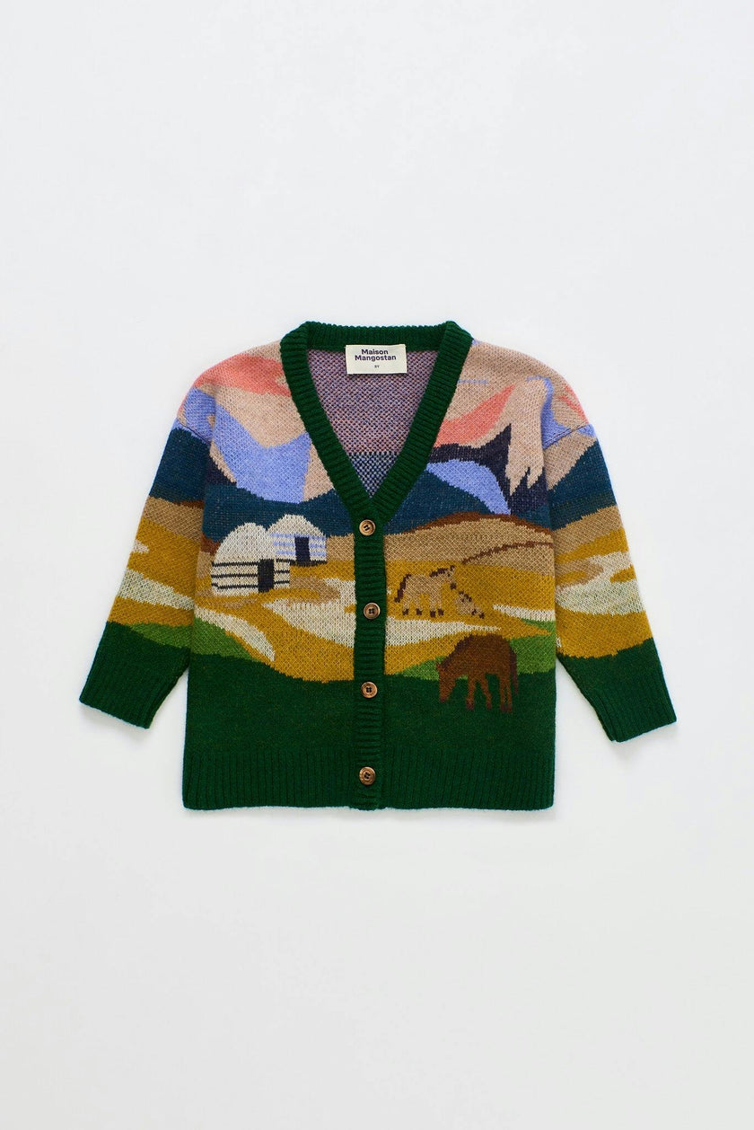 LANDSCAPE KNITTED CARDIGAN BEIGE