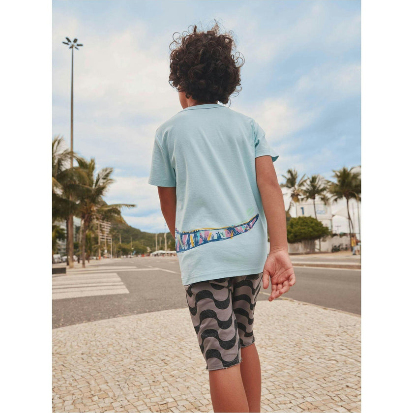 Graffiti Iguana Double Sided Graphic Tee, Blue