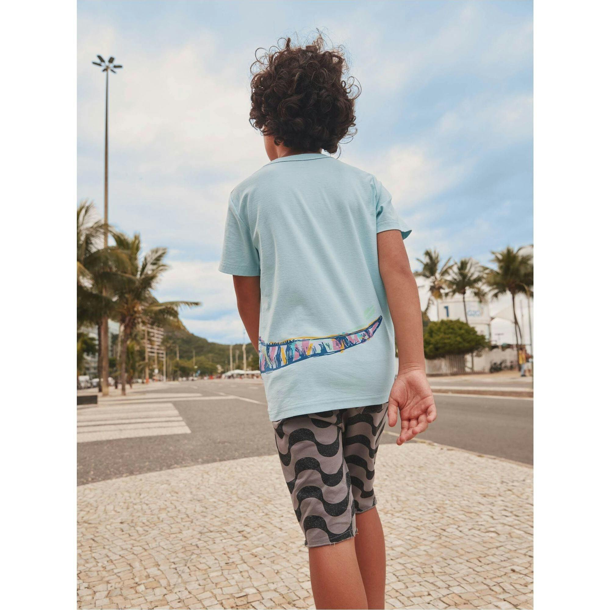 Graffiti Iguana Double Sided Graphic Tee, Blue