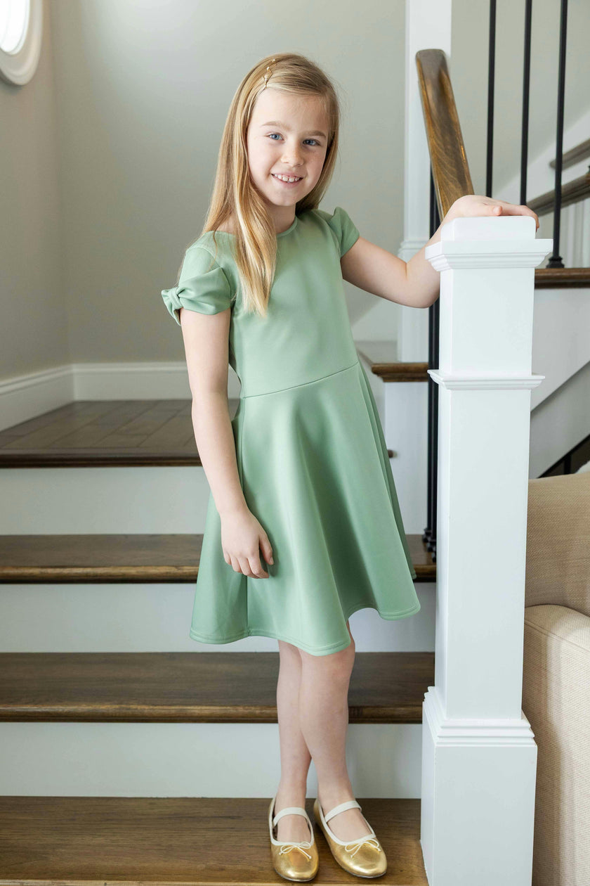 Scuba Knit Dress with Bow