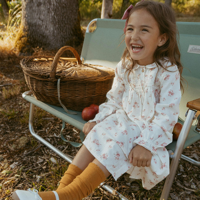 Organic Smocked Button Dress