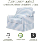 Crawford Pillowback Chair and a Half Comfort Swivel Glider in Blue Gingham