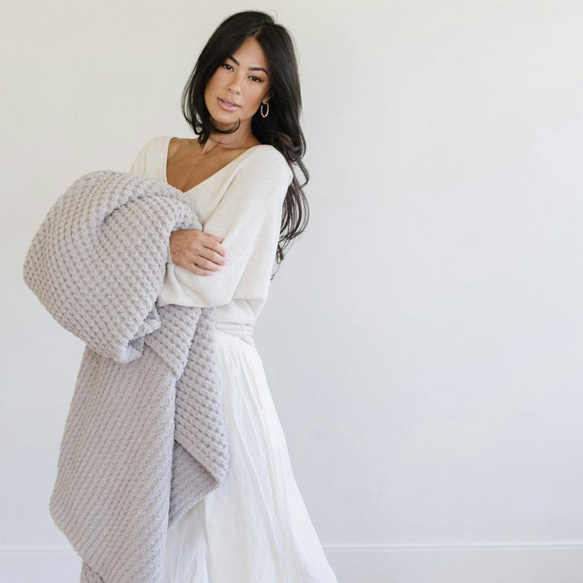 WAFFLE KNIT XL THROW BLANKETS