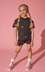 Black Crystal Doodle Short Set